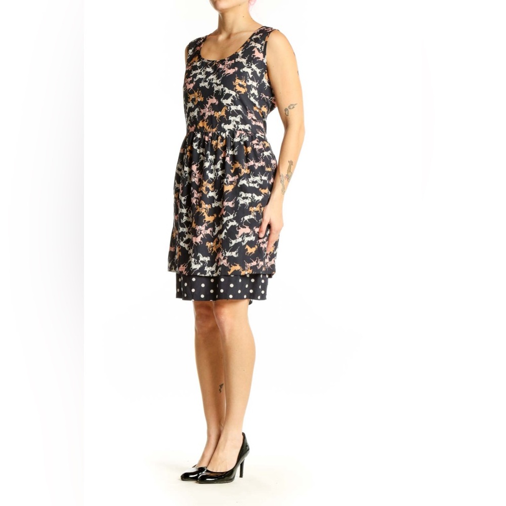 Anthropologie Multicolor Horse Print Dress